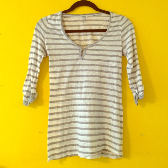 Grey & White Striped Top