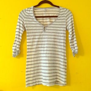 Grey & White Striped Top
