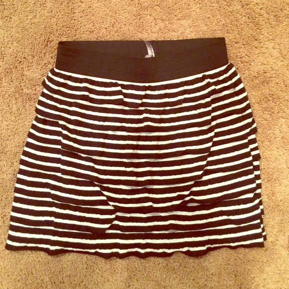 Ruffled black and white striped skirt