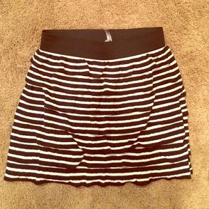 Ruffled black and white striped skirt