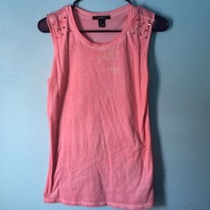 FOREVER 21 PINK MUSCLE TEE WITH STUDDED SPIKES