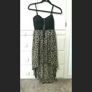 High-low cheetah print chiffon dress