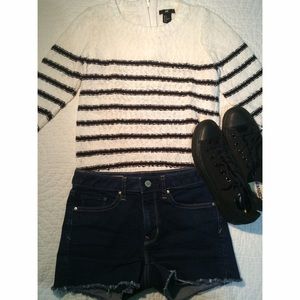Black and white striped sweater. Worn once no tags
