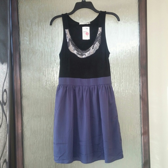 Sequin Bib Color Block Dress