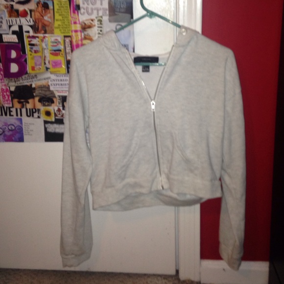 Grey Cropped Hoodie