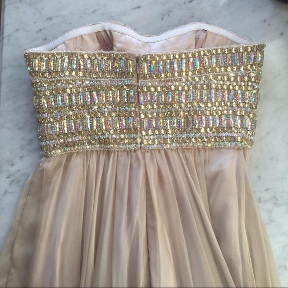 Gorgeous La Femme nude prom dress