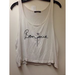 Brandy Melville Bonjour White Tank
