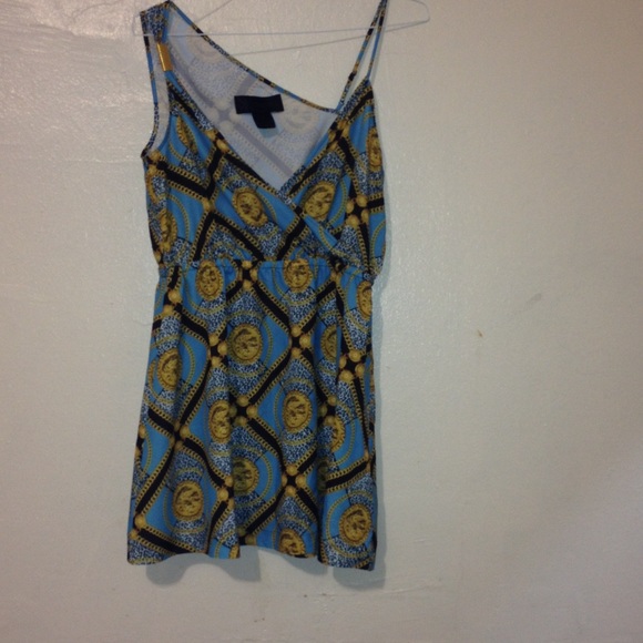 💄Kardashian Kollection Blue Chain Print Dress🌿