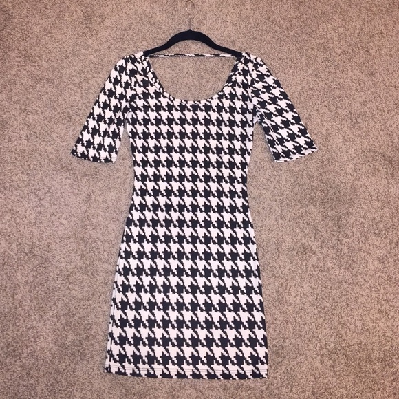 Houndstooth mini bodycon dress