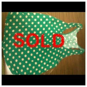 Bundled Green top with off white polka dots