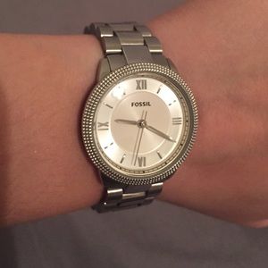 Silver Fossil Watch