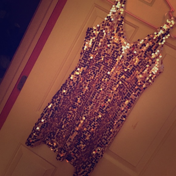 Champagne colored sequined top