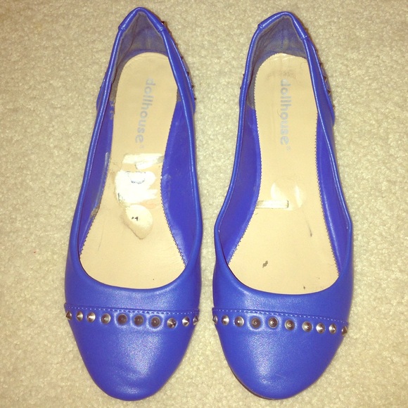 Silver studded blue flats