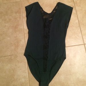 cotton spandex jersey lace Gloria v- bodysuit