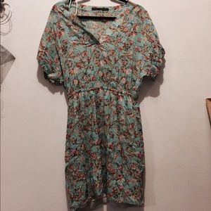 Zara floral dress in robins egg blue.