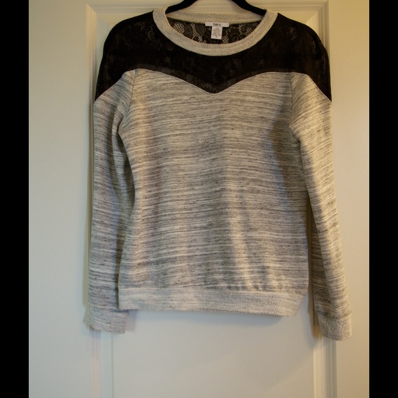 Bar III Sweater with integrated lace details.