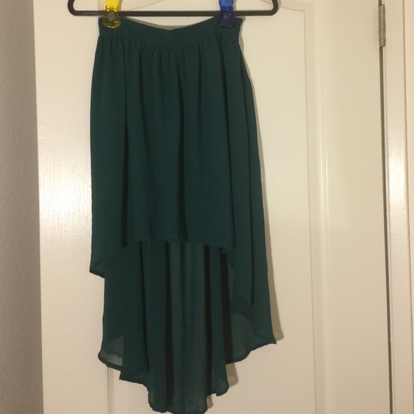 Dark green high-low skirt