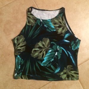 jungle leaves sleeveless crop top