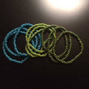 Blue and green stackable bracelets