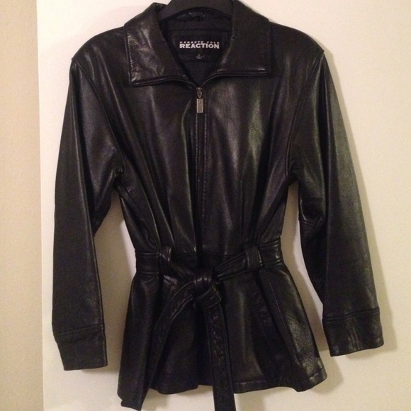 Kenneth Cole Reaction Black Calf Leather Jacket - Picture 1 of 4