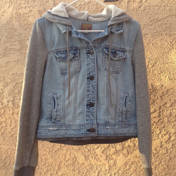 American eagle jean vested hoodie