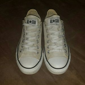 Converse All Star Low Tops, White w/ Black, Custom