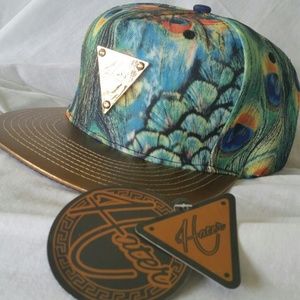 Snapback Peacock print baseball cap- unisex