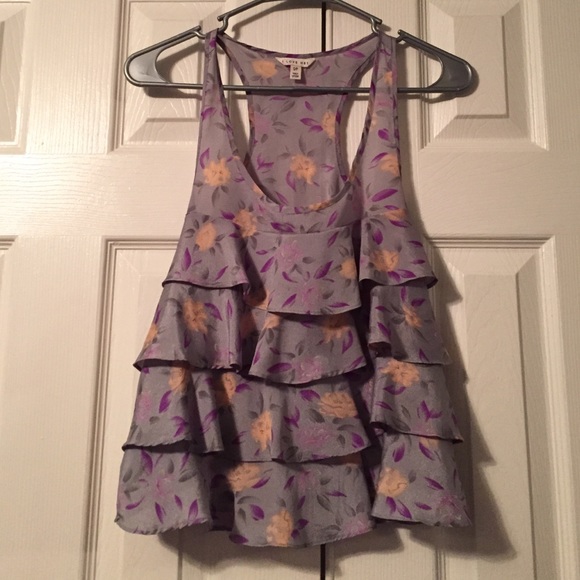 I Love H81 floral racer back with ruffle front