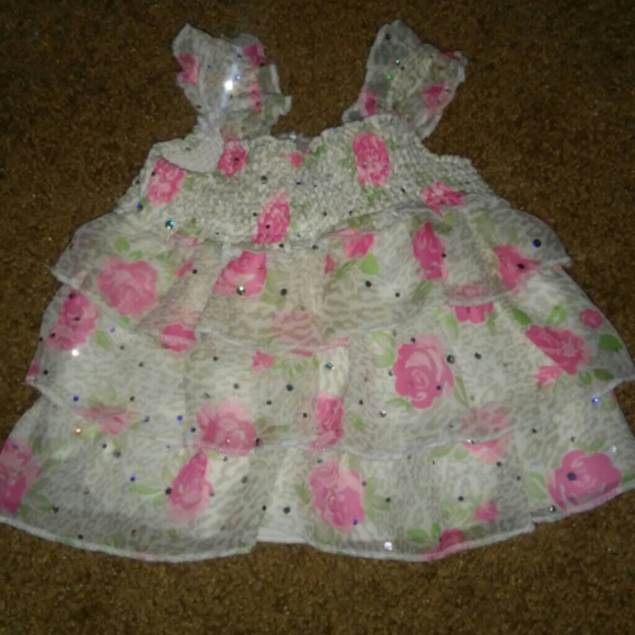 Dresses & Skirts - Grey dress w/ flowers (baby)