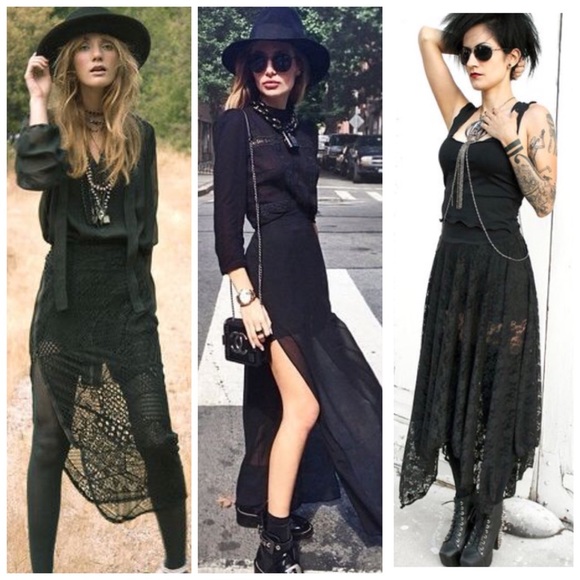 Black STEAMPUNK Goth GODDESS gypsy skirt - Picture 3 of 4