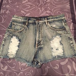 High waisted studded shorts
