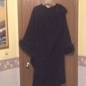 Wool cape with faux fur cuffs  A