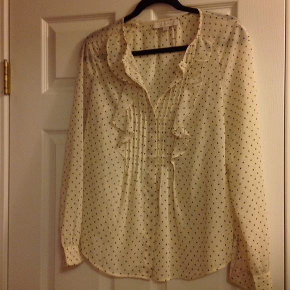 Loft ruffle front star print blouse