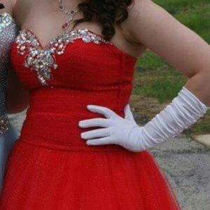 Red ballgown prom dress