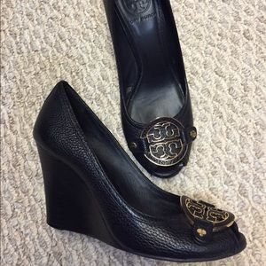 Tory Burch black open wedge
