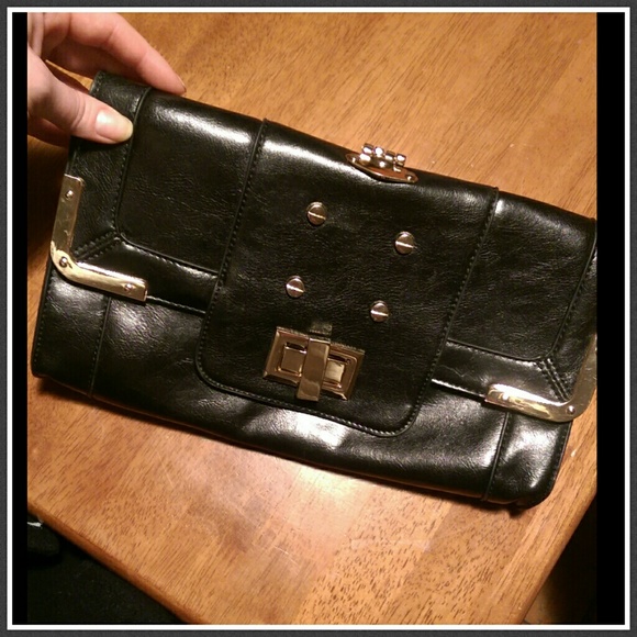 Black Clutch w/ Gold Hardware