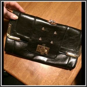 Black Clutch w/ Gold Hardware