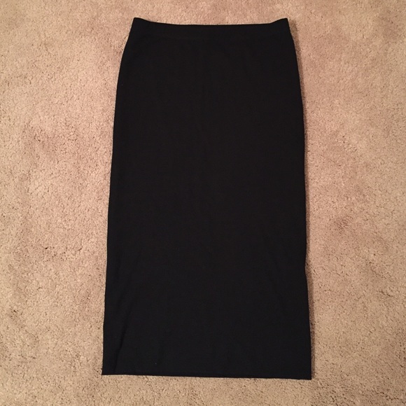 Black double layer cotton pencil skirt