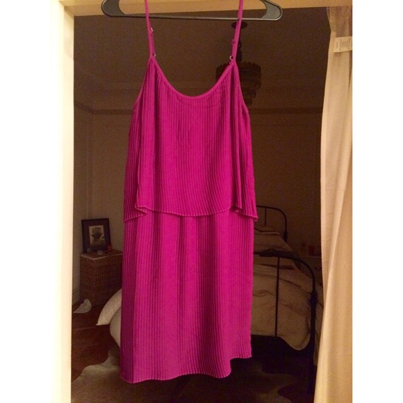 Parker Purple Solid Pleated Dress