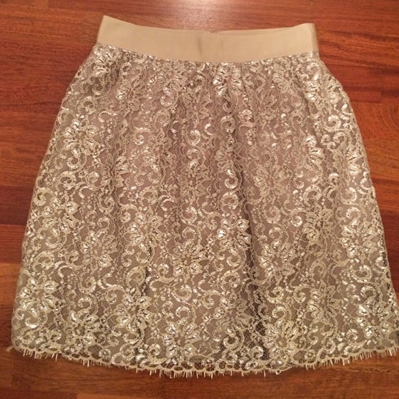 Jcrew silver and gold skirt
