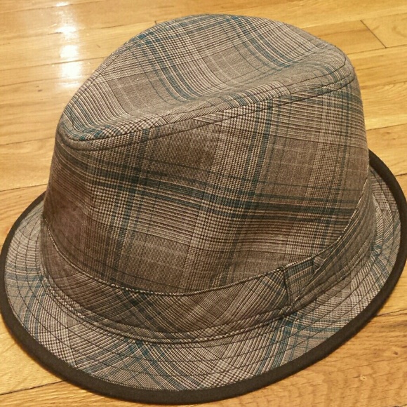 Grey and Blue Plaid Fedora