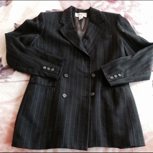 Dark Gray Stripped Wool Lined Blazer Jacket Suit 8