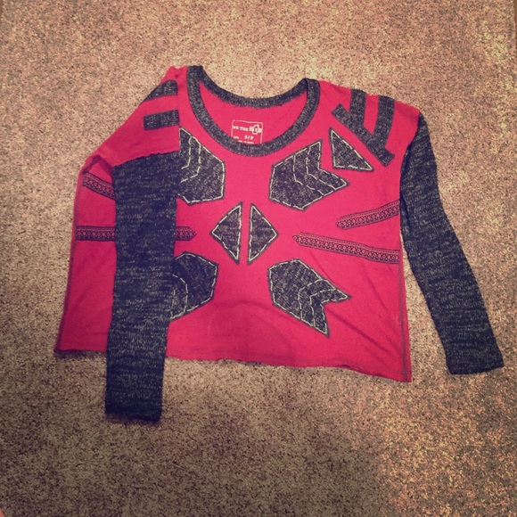 Red and black patterned free people shirt
