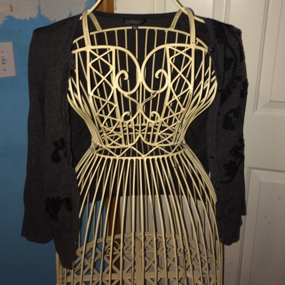 Grey women's cardigan.