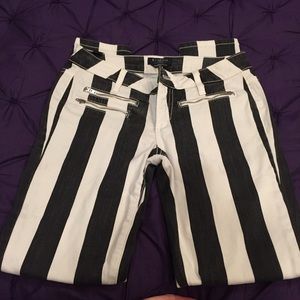 BEBE striped skinny jeans