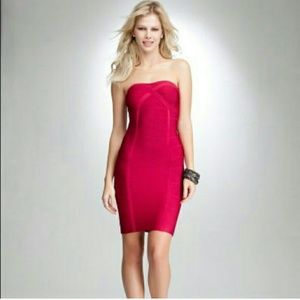 Bebe Jester Red Strapless Dress