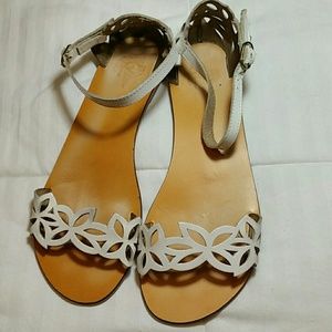 White leather sandals