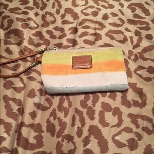 Stripe coach wristlet