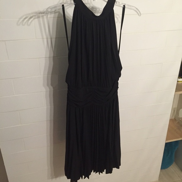 black, drape dress