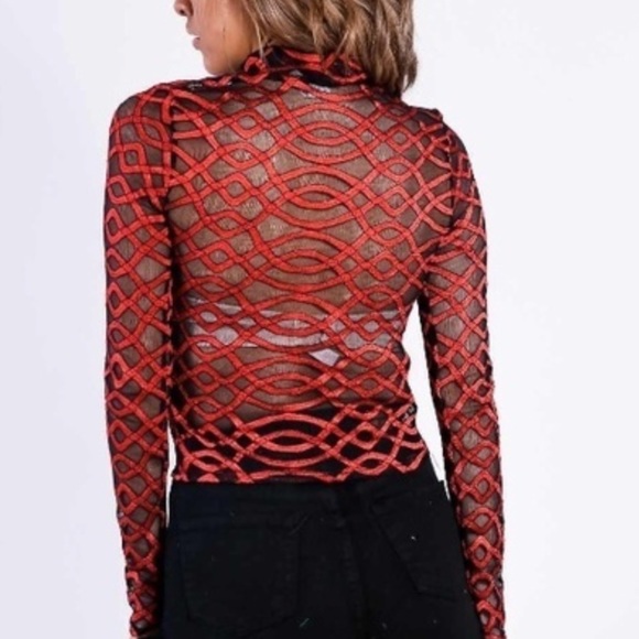 Sheer mesh top in red - Picture 2 of 4
